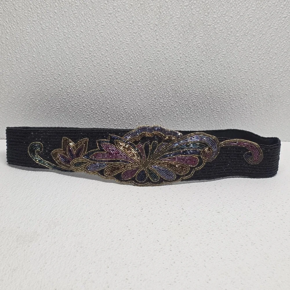 Vintage Milor Beaded Embellished Womens Belt 33.5